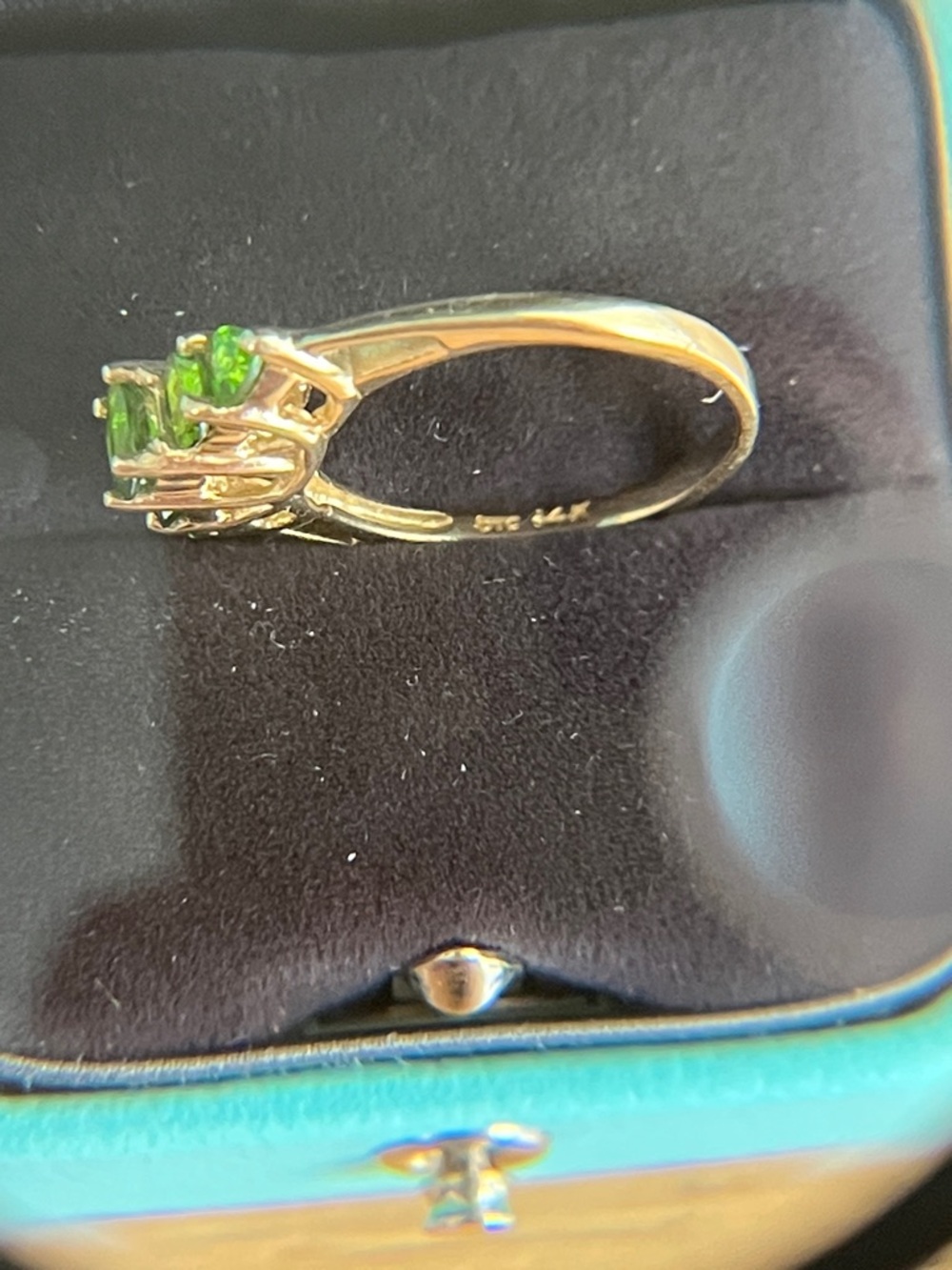 14K Yellow Gold Ring with Diopside Gem Accents - Picture 12 of 13
